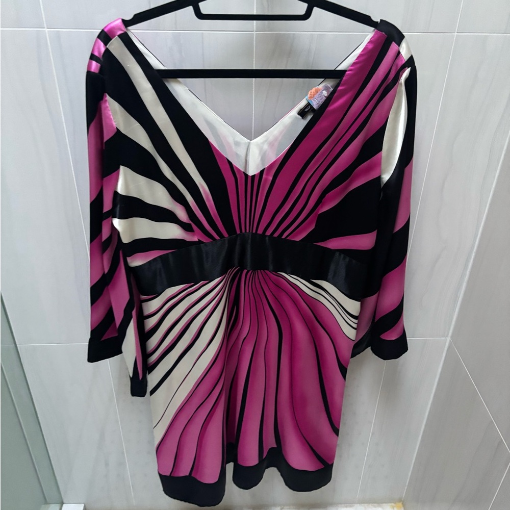 Elegant Pink and Black Women's Dress